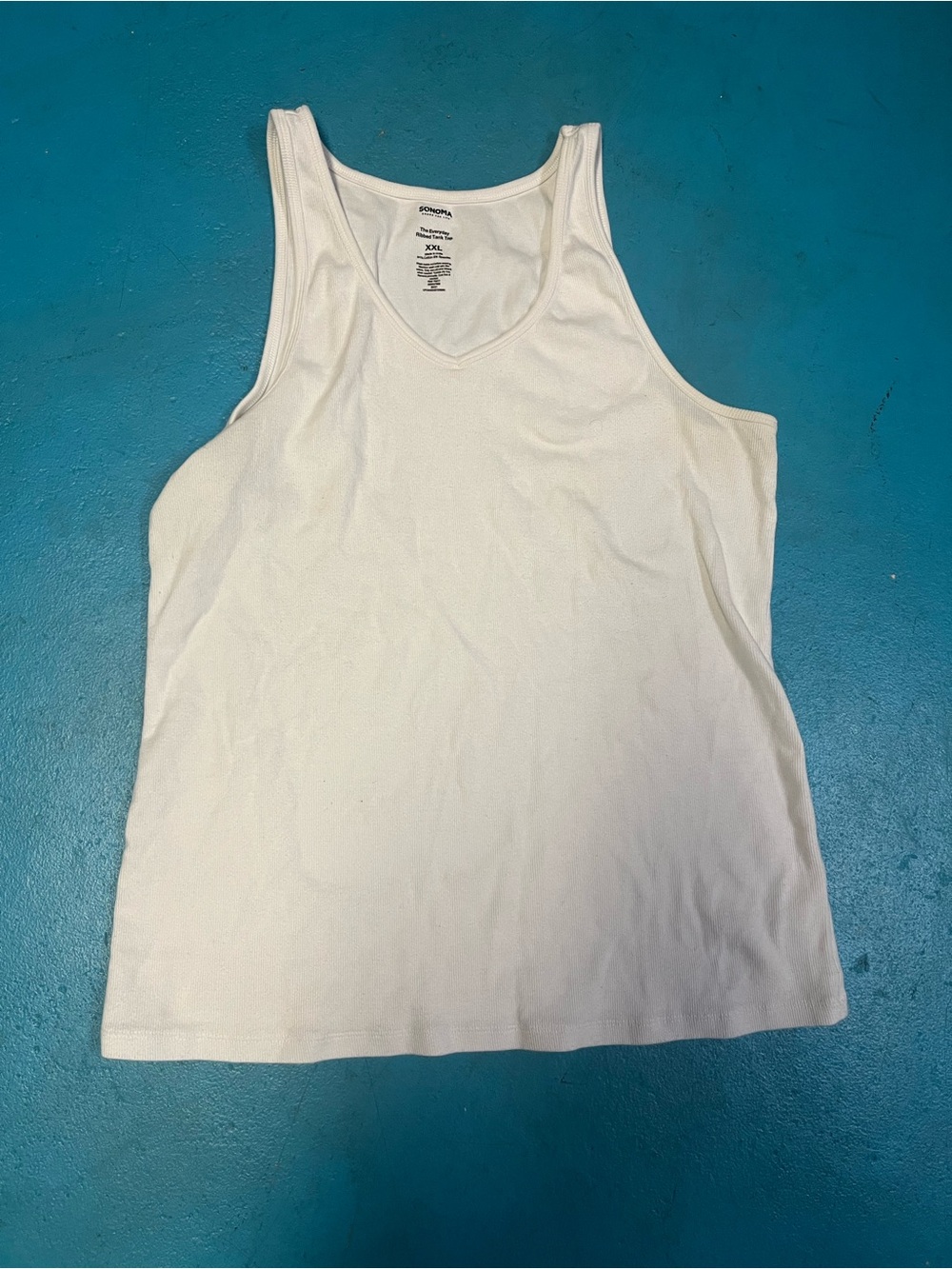 Sonoma White Ribbed V-Neck Tank Top XXL